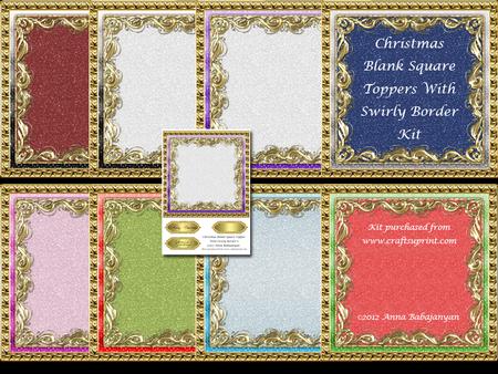 Christmas Blank Square Toppers with Swirly Border Kit
