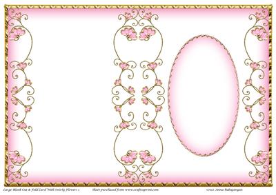 Large Blank Cut & Fold Card with Swirly Flowers 1
