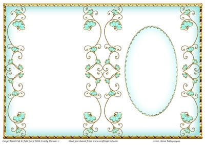 Large Blank Cut & Fold Card with Swirly Flowers 2