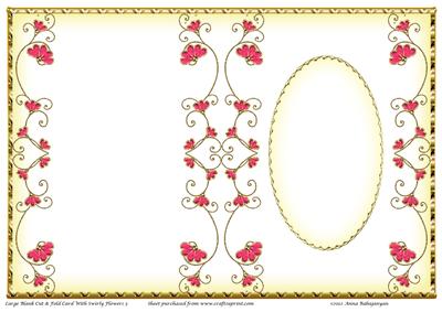 Large Blank Cut & Fold Card with Swirly Flowers 3