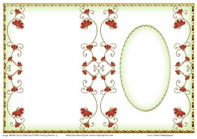 Large Blank Cut & Fold Card with Swirly Flowers 4