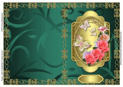 Roses, Lilies & Butterflies Folded Card 1