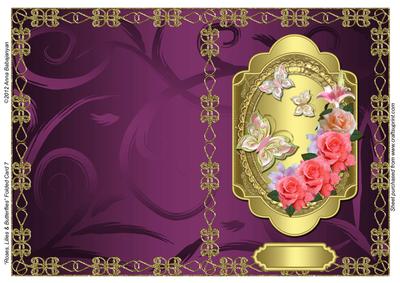 Roses, Lilies & Butterflies Folded Card 7