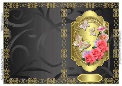 Roses, Lilies & Butterflies Folded Card 8