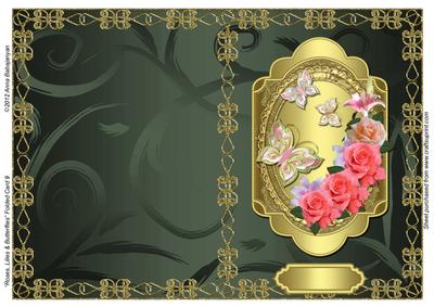 Roses, Lilies & Butterflies Folded Card 9