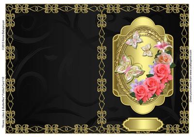 Roses, Lilies & Butterflies Folded Card 10