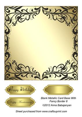 Blank Metallic Card Base with Fancy Border 8