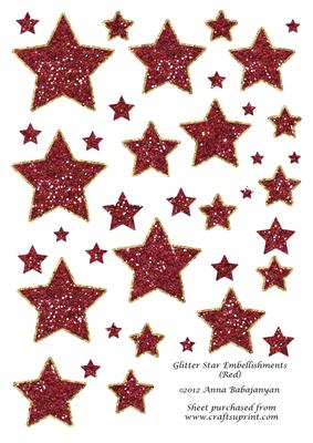 Glitter Star Embellishments (red)