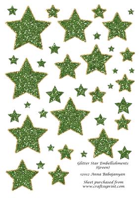 Glitter Star Embellishments (green)
