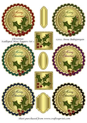 Christmas Scalloped Mini Toppers Set 1