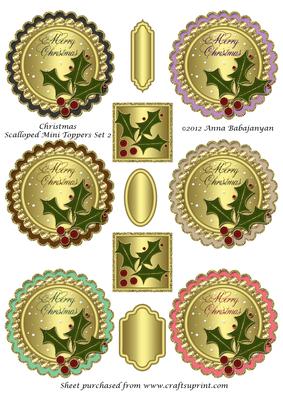 Christmas Scalloped Mini Toppers Set 2