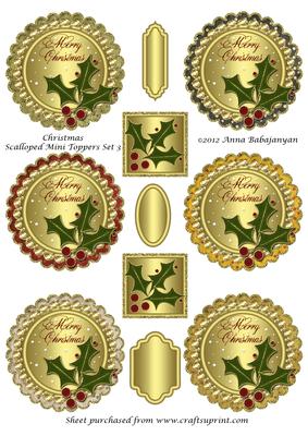 Christmas Scalloped Mini Toppers Set 3