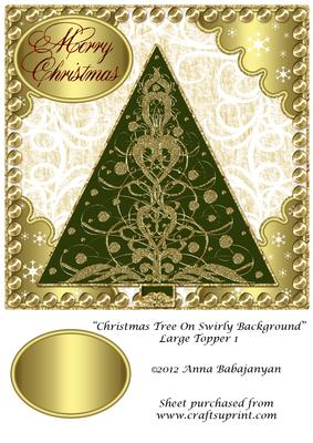 Christmas Tree on Swirly Background Large Topper 1