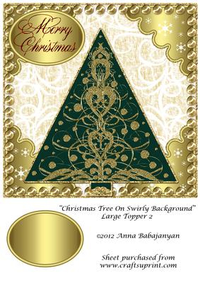 Christmas Tree on Swirly Background Large Topper 2