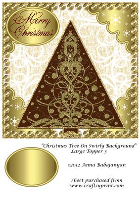 Christmas Tree on Swirly Background Large Topper 3
