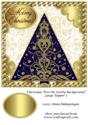 Christmas Tree on Swirly Background Large Topper 5