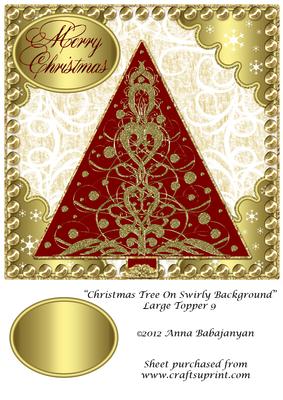 Christmas Tree on Swirly Background Large Topper 9