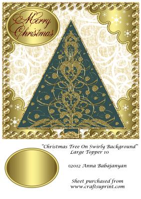 Christmas Tree on Swirly Background Large Topper 10