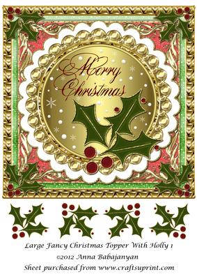 Large Fancy Christmas Topper with Holly 1