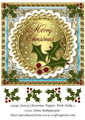 Large Fancy Christmas Topper with Holly 2