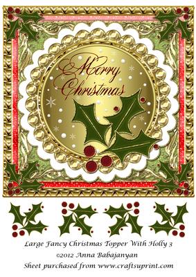 Large Fancy Christmas Topper with Holly 3
