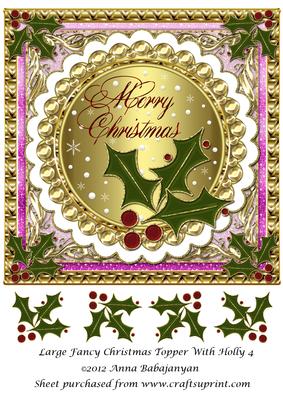 Large Fancy Christmas Topper with Holly 4