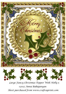 Large Fancy Christmas Topper with Holly 5