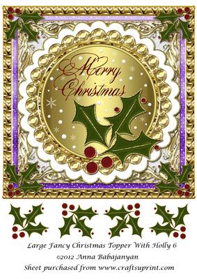 Large Fancy Christmas Topper with Holly 6