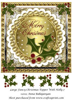 Large Fancy Christmas Topper with Holly 7
