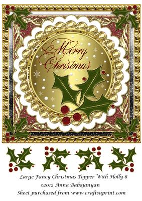 Large Fancy Christmas Topper with Holly 8