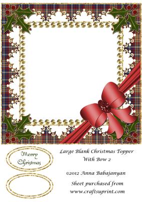 Large Blank Christmas Topper with Bow 2
