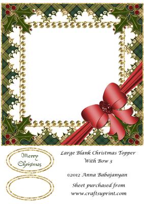 Large Blank Christmas Topper with Bow 3
