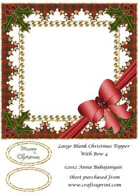 Large Blank Christmas Topper with Bow 4