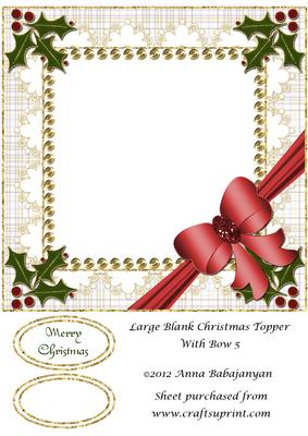 Large Blank Christmas Topper with Bow 5