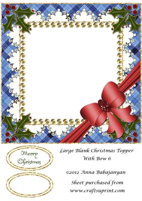 Large Blank Christmas Topper with Bow 6