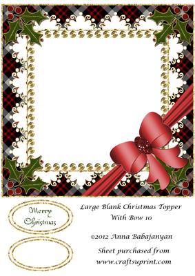 Large Blank Christmas Topper with Bow 10