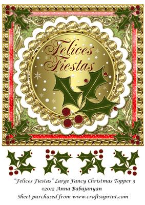 Felices Fiestas Large Fancy Christmas Topper 3