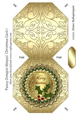 Fancy Octagon Shaped Christmas Card 1