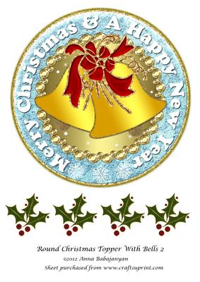 Round Christmas Topper with Bells 2