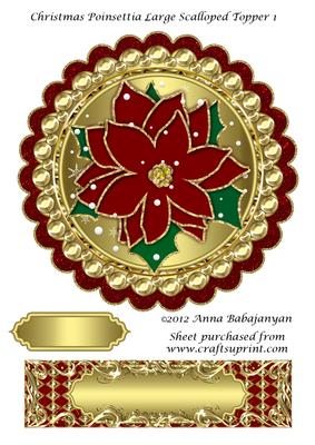 Christmas Poinsettia Large Scalloped Topper 1