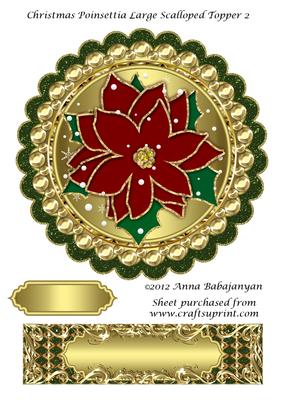 Christmas Poinsettia Large Scalloped Topper 2