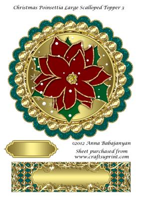 Christmas Poinsettia Large Scalloped Topper 3