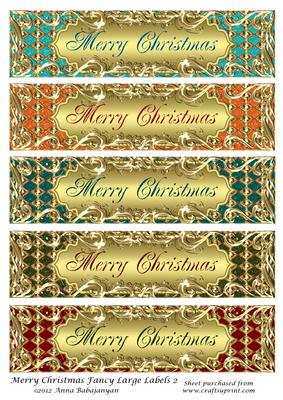 Merry Christmas Fancy Large Labels 2
