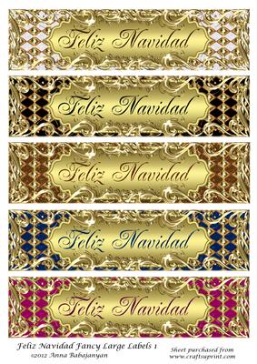 Feliz Navidad Fancy Large Labels 1