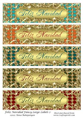 Feliz Navidad Fancy Large Labels 2