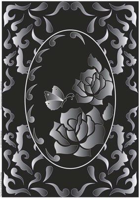 Two Roses and Butterfly Black and White