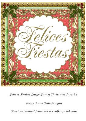 Felices Fiestas Large Fancy Christmas Insert 1