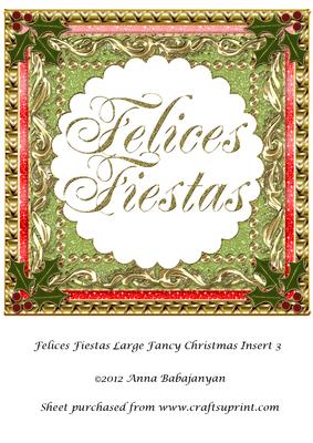 Felices Fiestas Large Fancy Christmas Insert 3