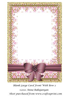 Blank Large Card Front with Bow 2