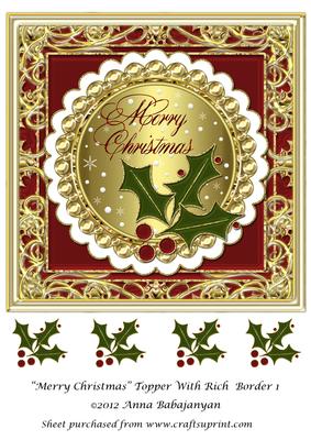 Merry Christmas Topper with Rich Border 1